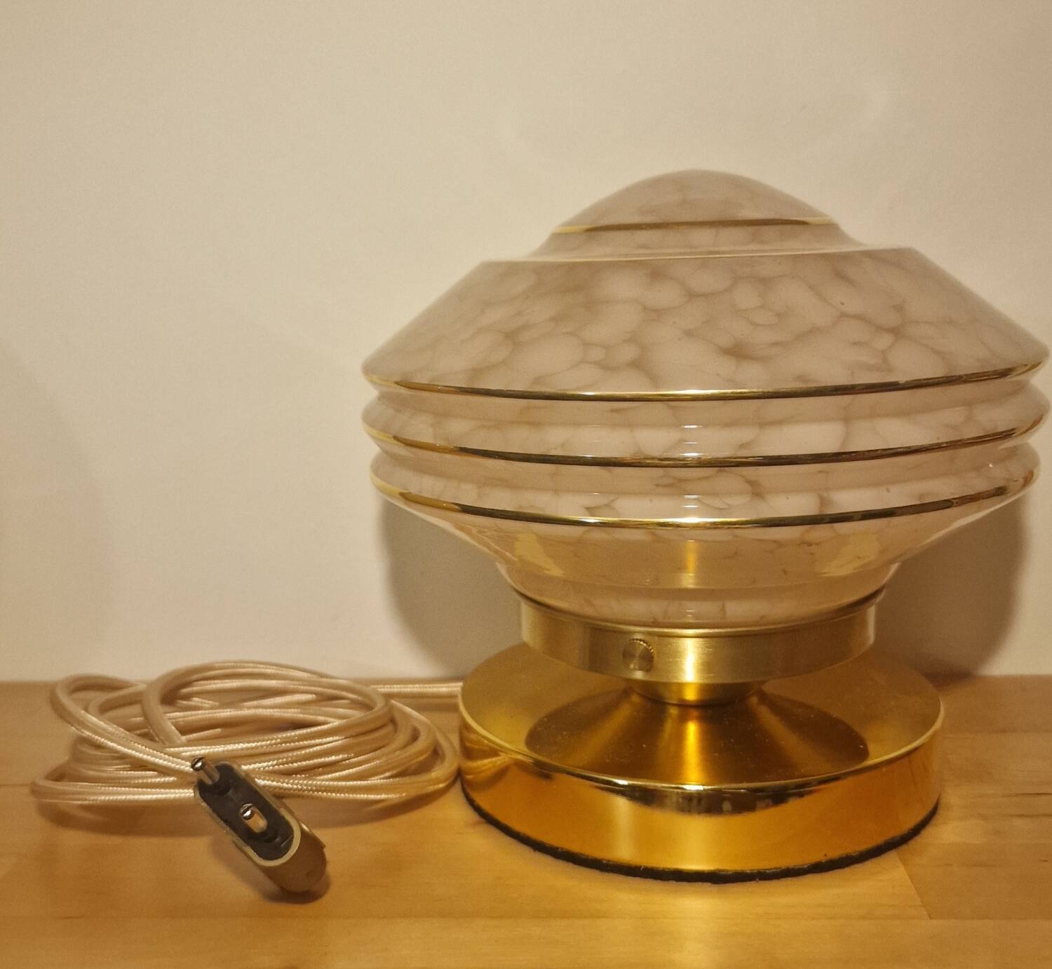 Art Deco glass touch lamp in pink Clichy glass