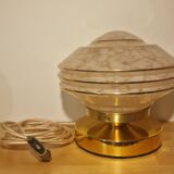 Art Deco glass touch lamp in pink Clichy glass