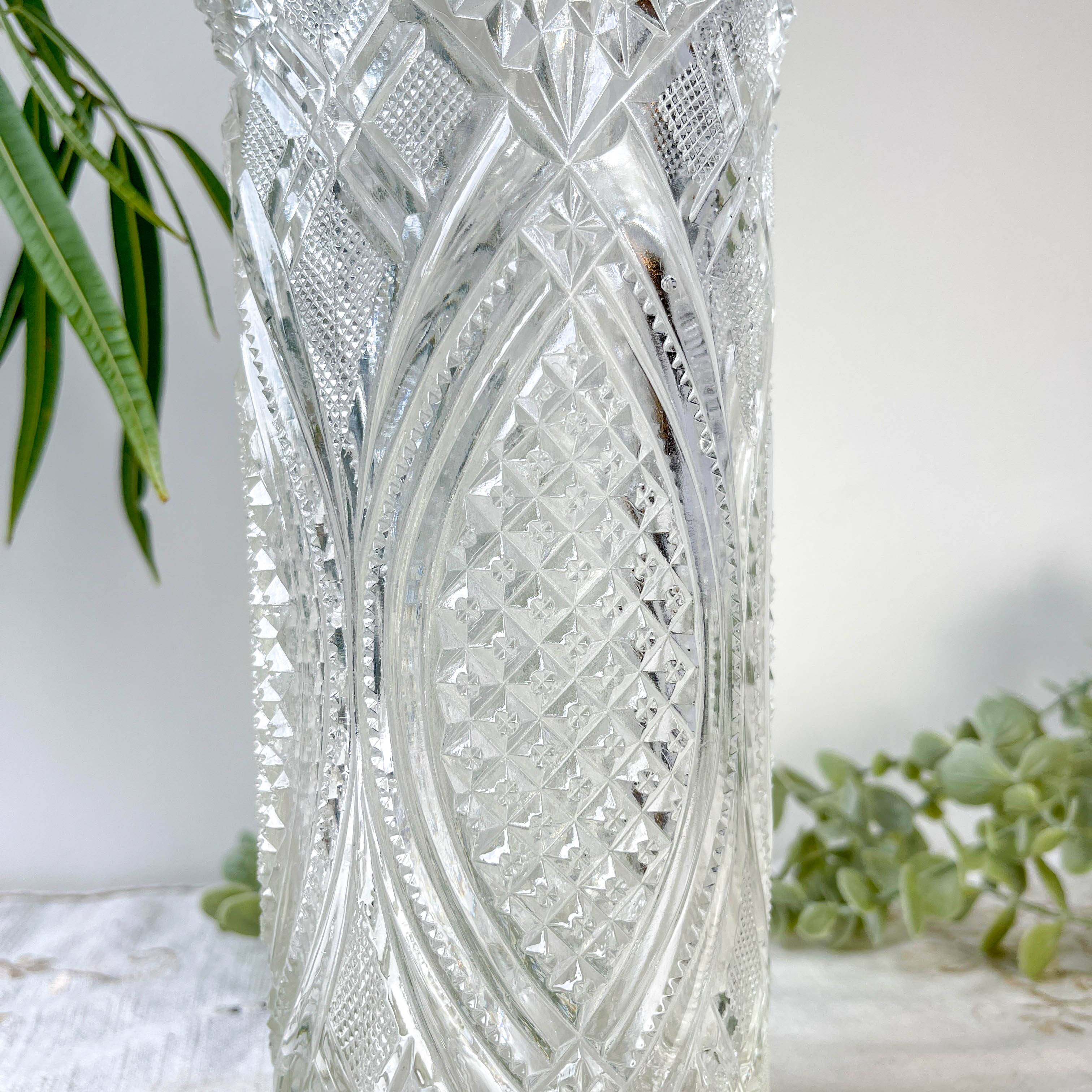 Vase vintage en verre motif géométrique