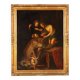 Ancient painting of Saint Bishop receiving communion from Jesus, 1600s.