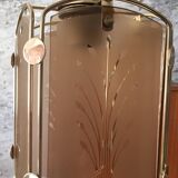 Art Deco pendant light in brass and chiseled polished glass