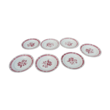 7 plates badonviller art deco red flowers