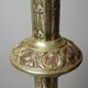 Large pair of antique gilded bronze candlesticks, Gothic style from the 19th century.