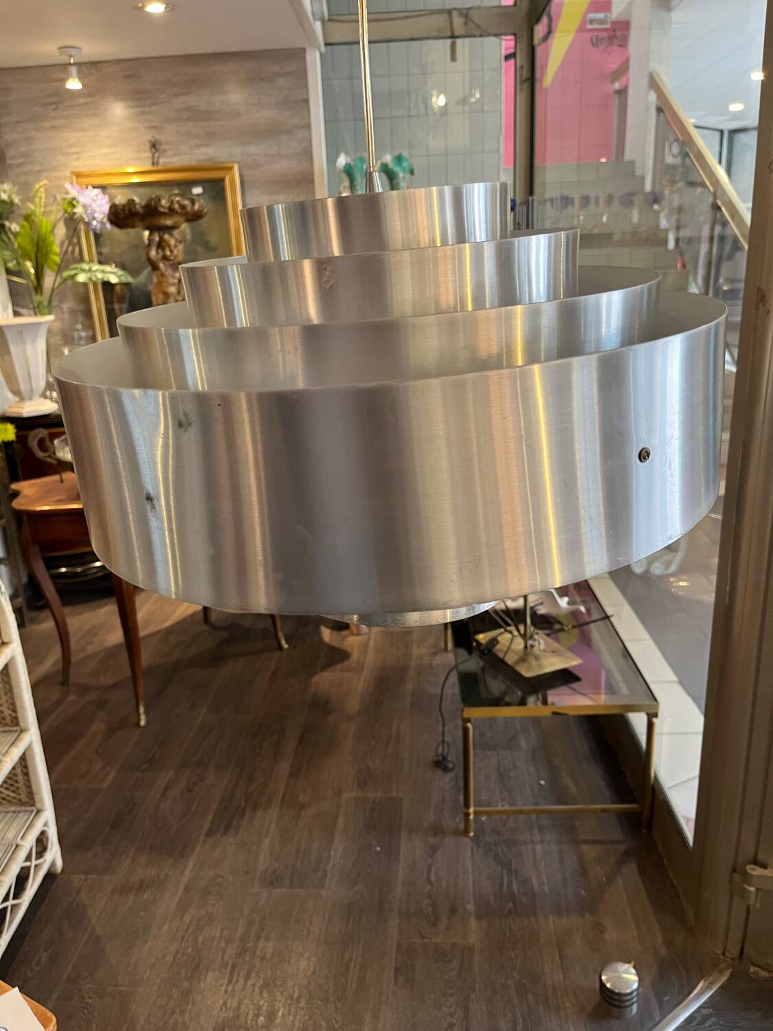 Poulsen Scandinavian brushed steel tiered pendant light