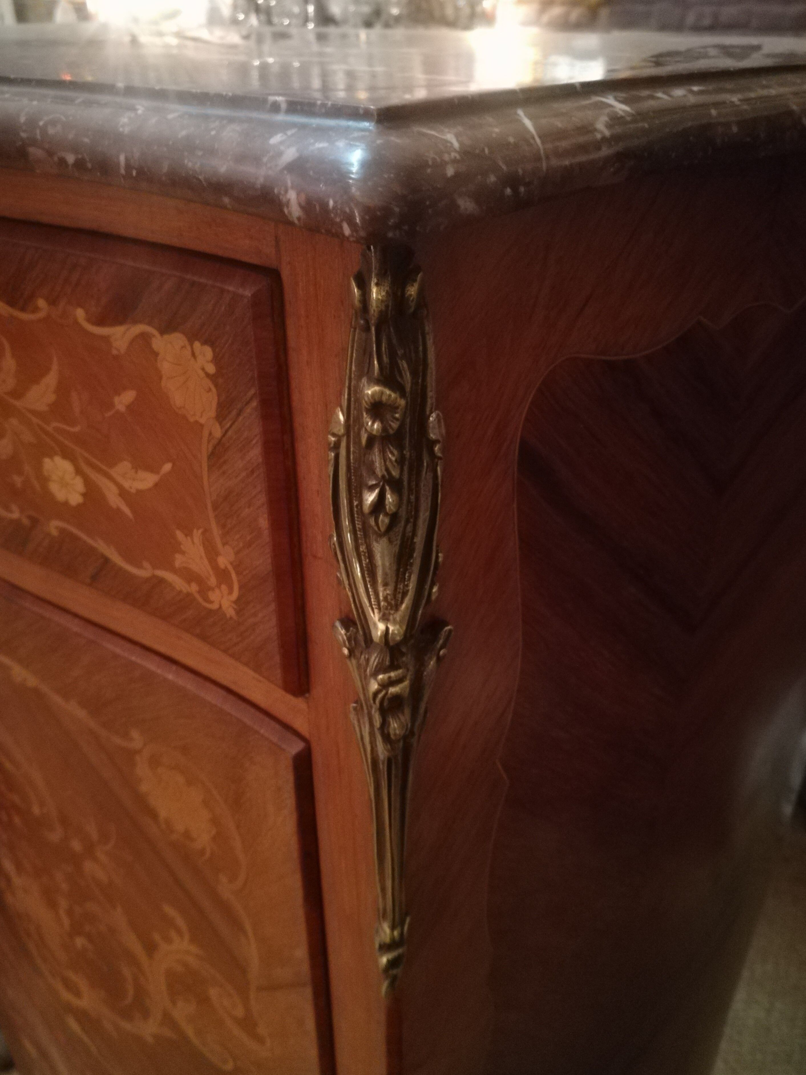 19th-century secretary in marquetry and marble