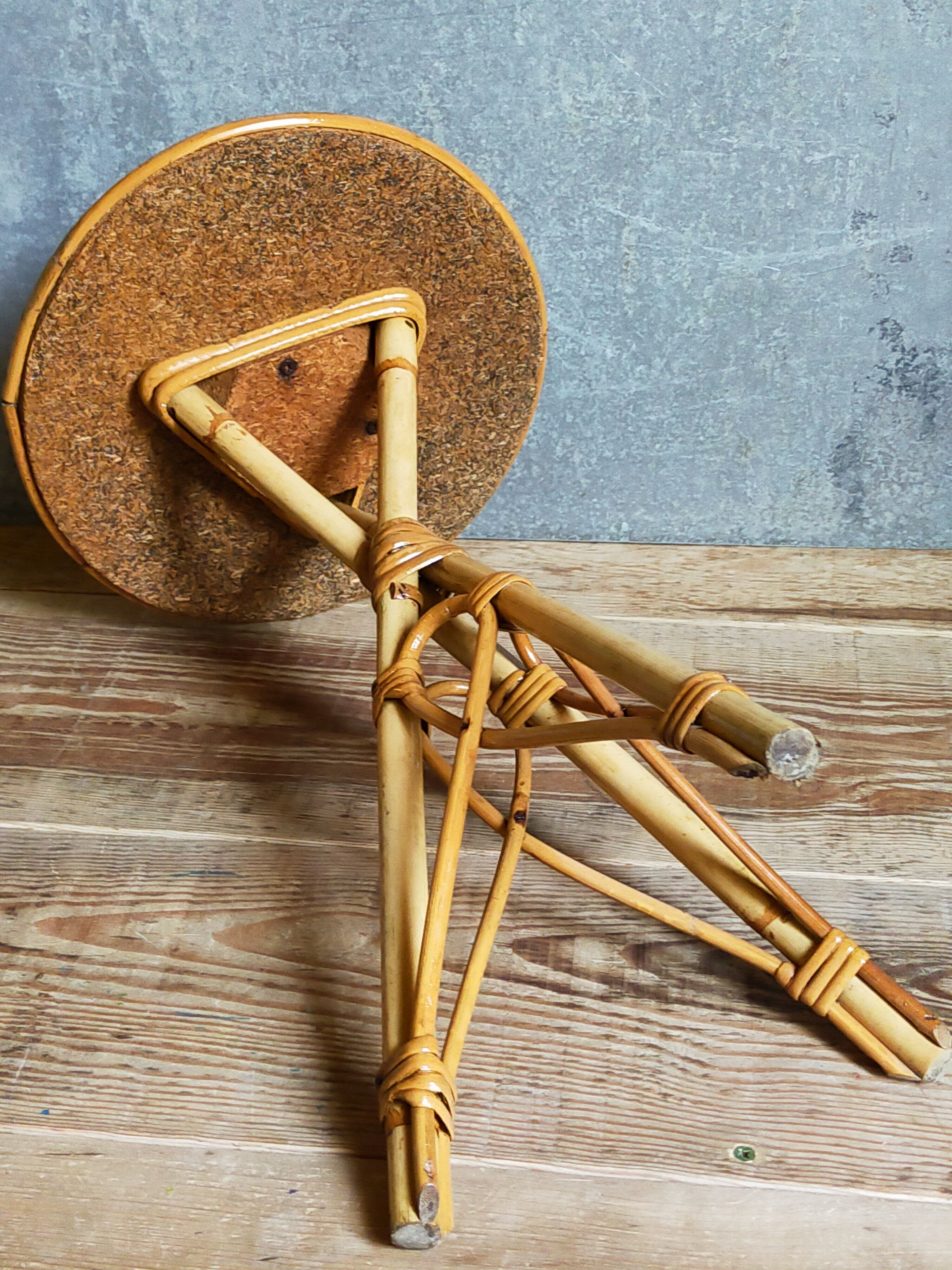 Rattan tripod plant holder harness 50s