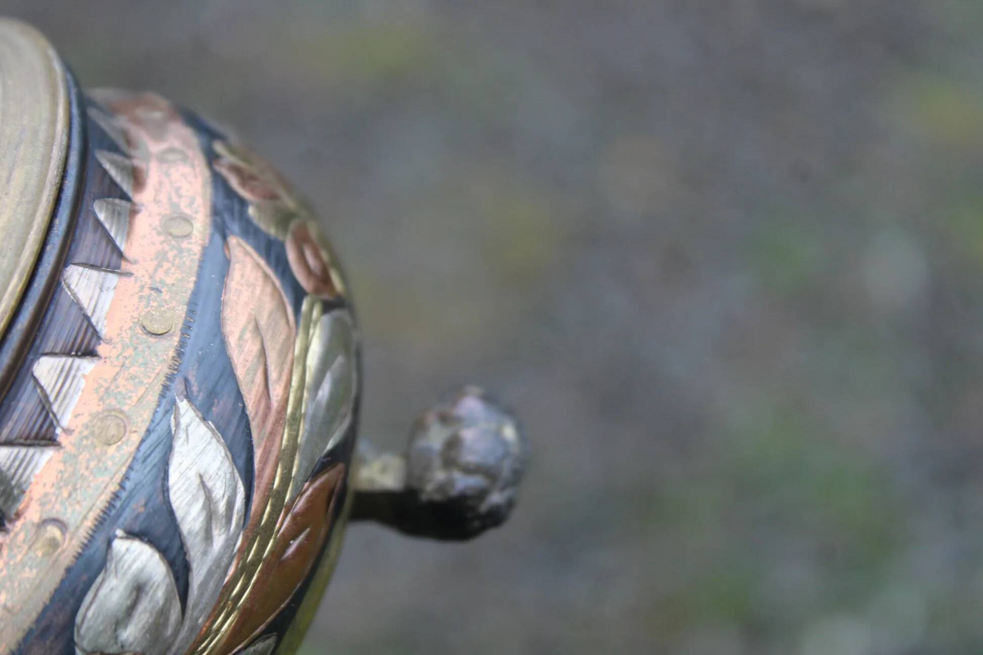 Vintage brass bonbonnière – copper and gold floral patterns