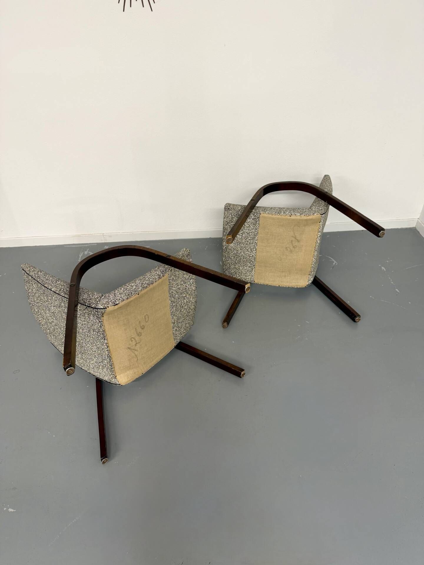 Set of 2 vintage design Bow-Wood Steiner armchairs, 1950s.