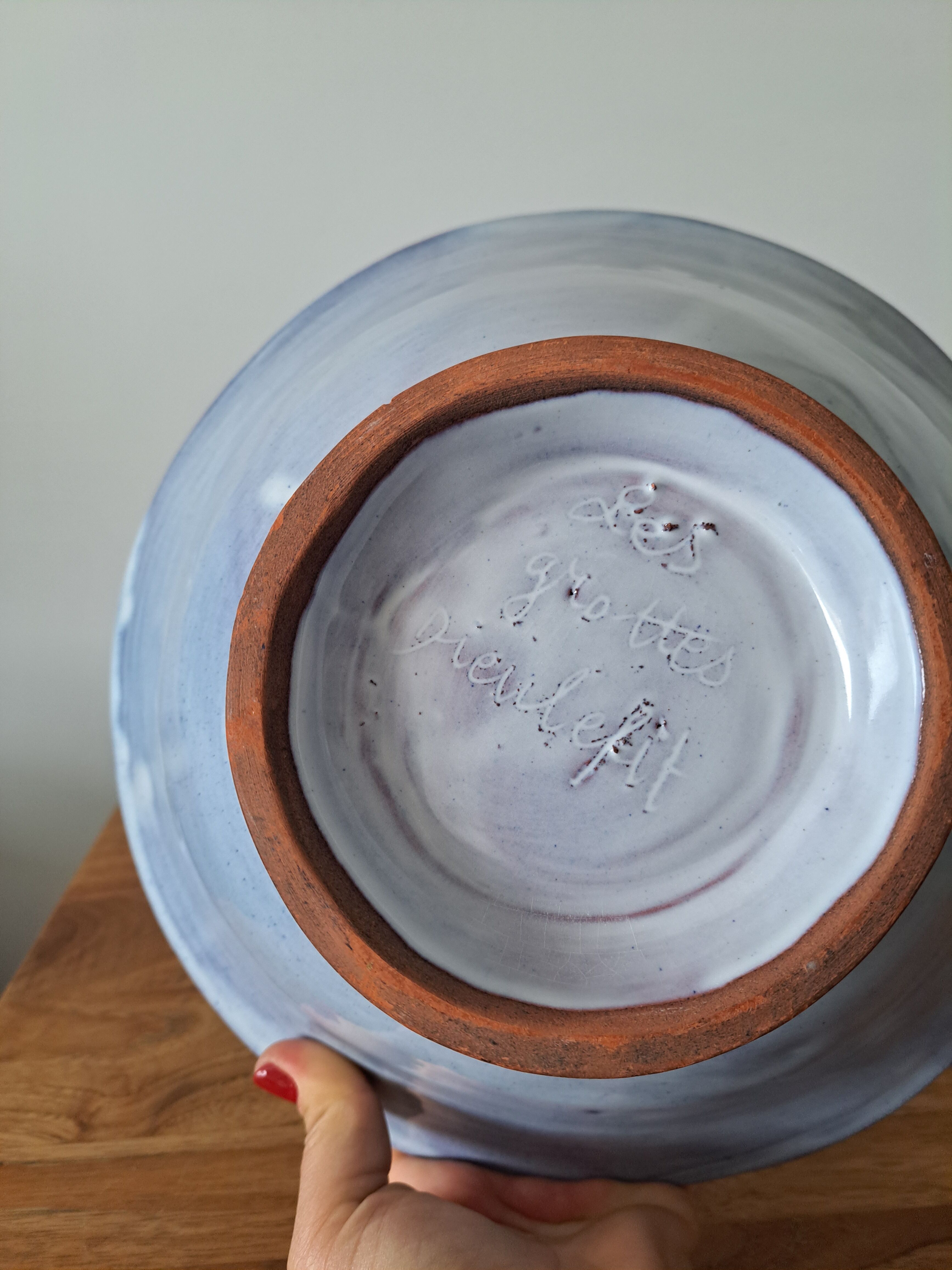 Blue ceramic salad bowl the Dieulefit caves