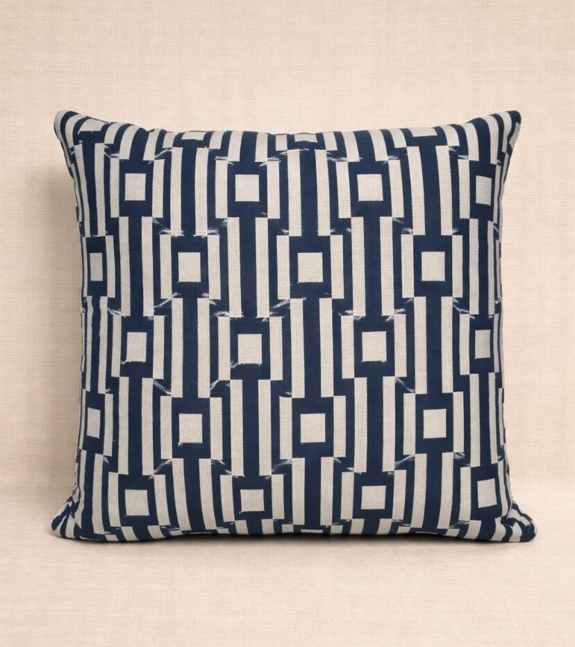 Cushion with Blue and White Patterns, Publisher's Fabric
