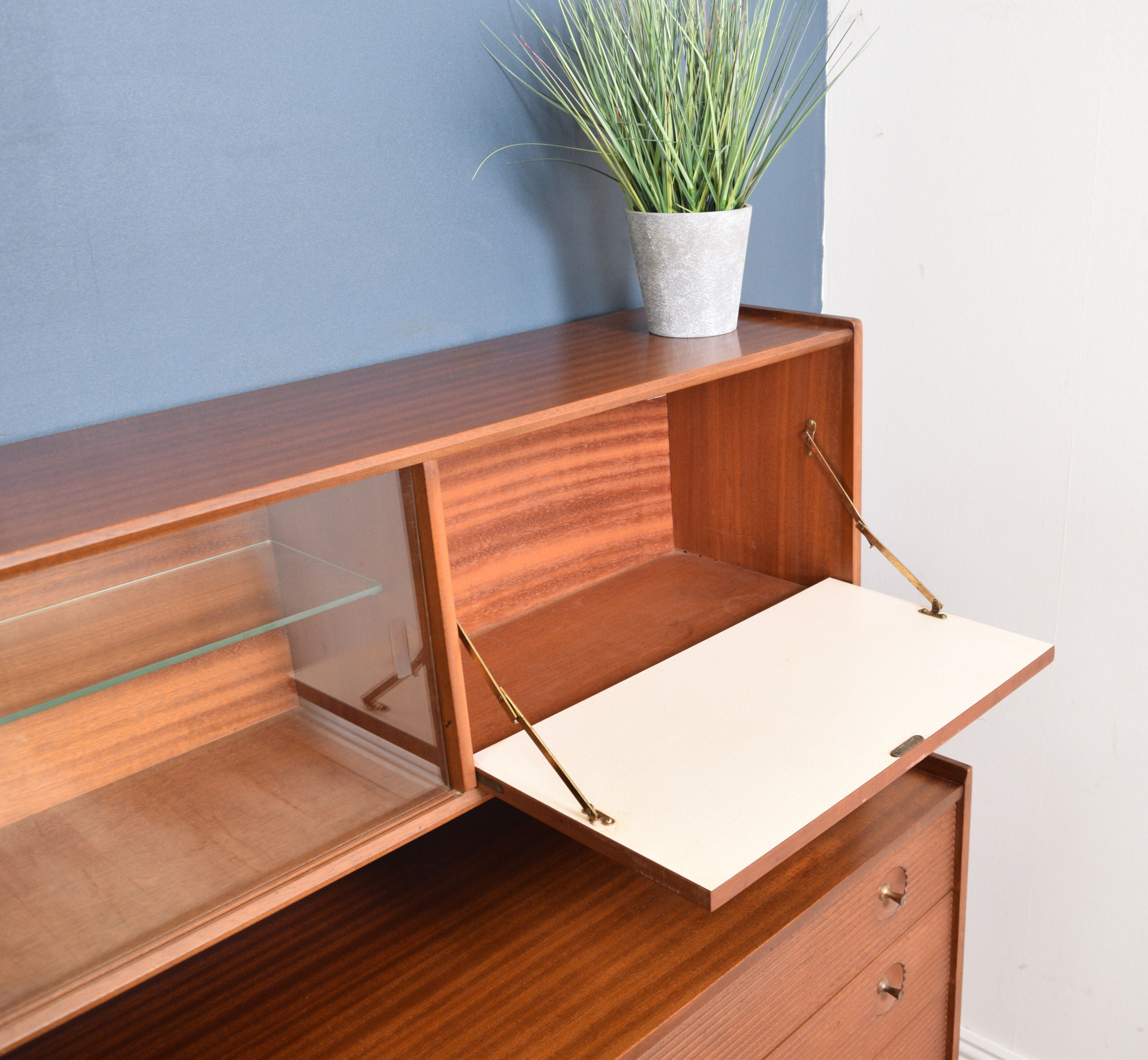 Restored Teak 1960s Nathan High Sideboard Cabinet
