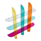 Multicoloured designer wall shelf in PMMA (plexiglass) 15 mm – 200×200×28 cm