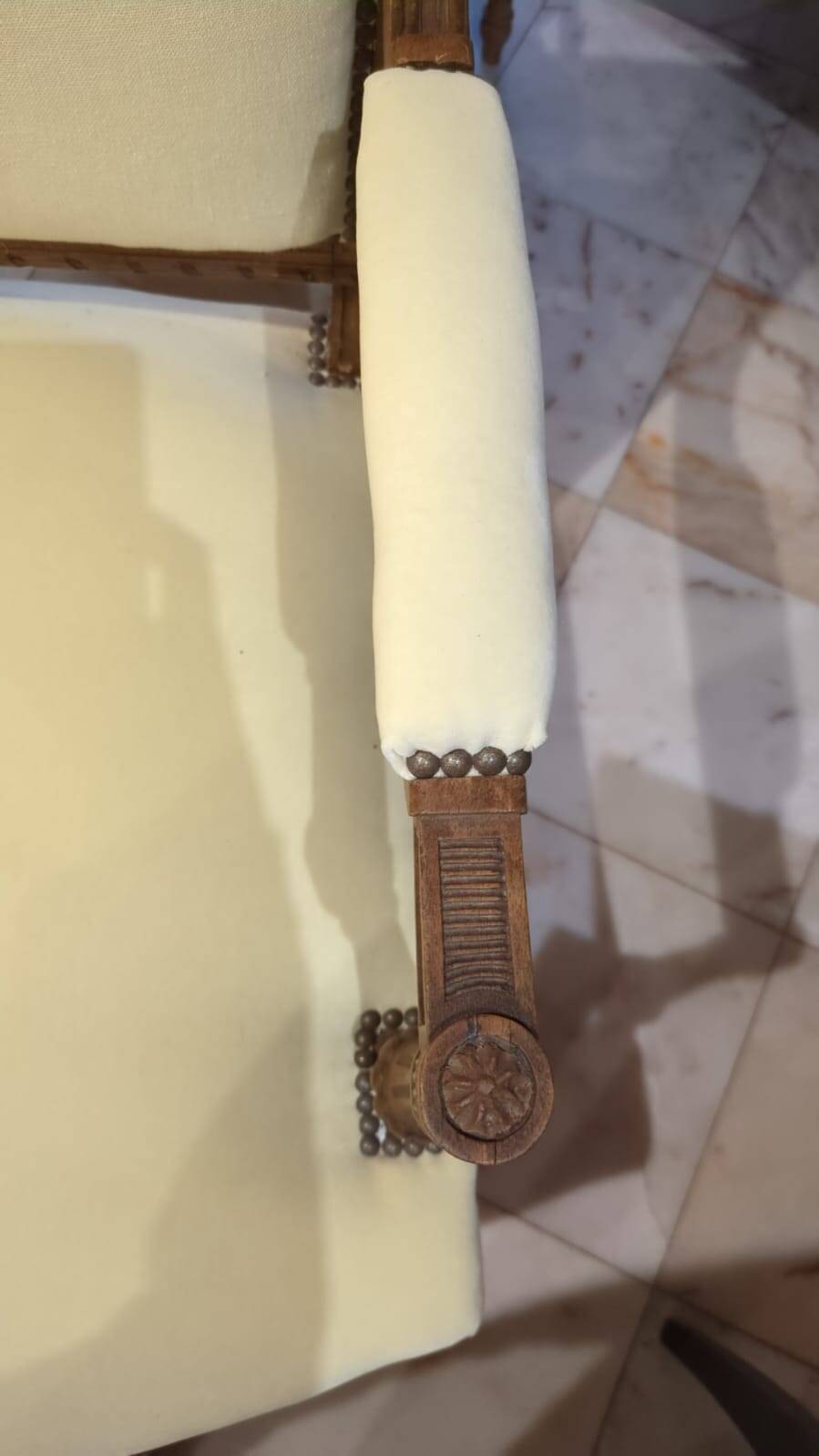 Banquette Louis XVI refaite à l'ancienne