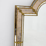 Miroir multi-facettes avec guirlandes en laiton, France, années 1970