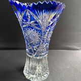Large vase – Cut crystal lined with cobalt blue – Bohemia