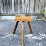 Brutalist tripod stool solid wood keyed