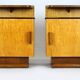 Tables de chevet Art Déco restaurées avec plateaux en verre noir, années 1950, lot de 2