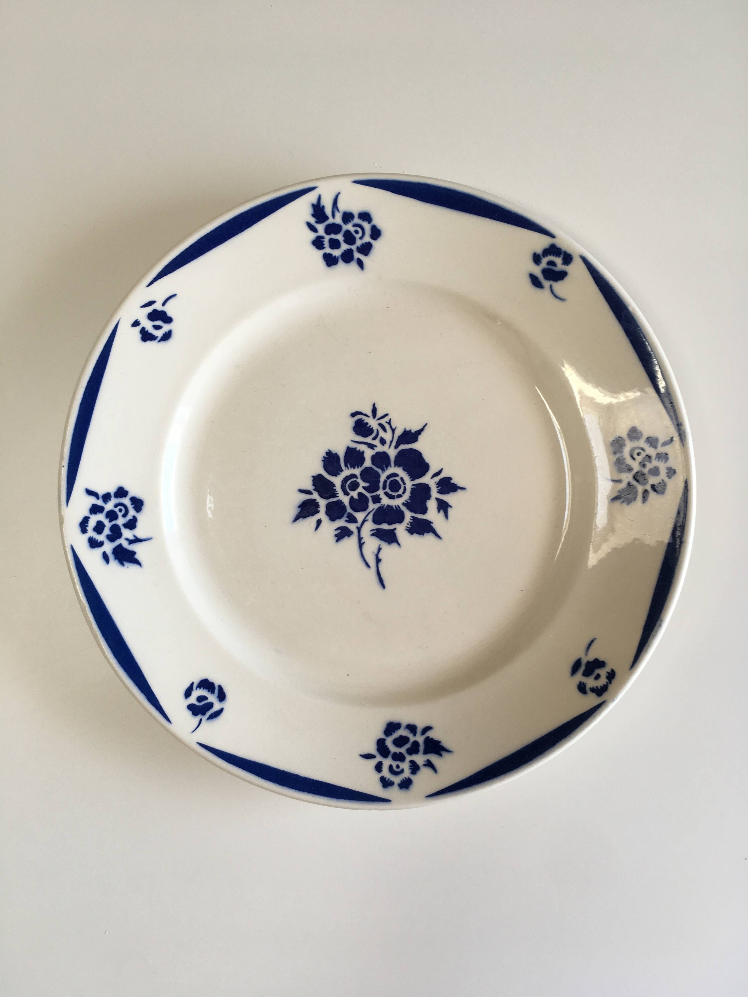 Set of 6 vintage earthenware plates - 1940s-1950s