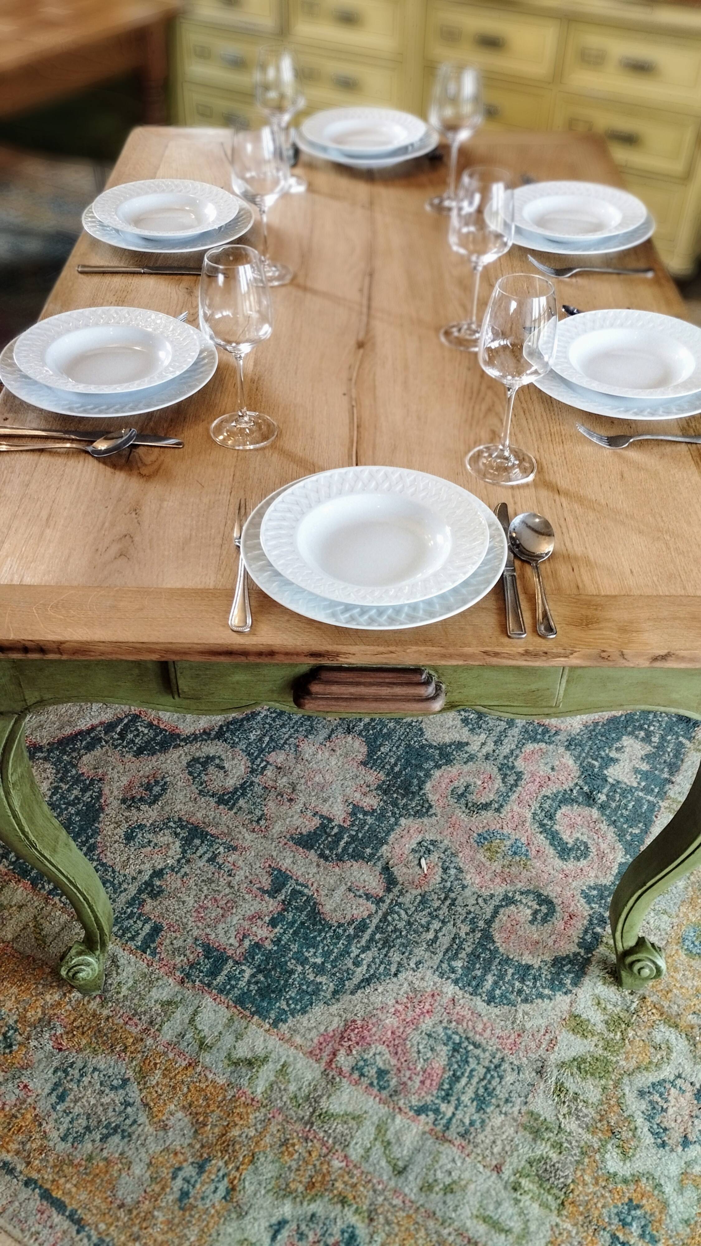 Olive green patinated table