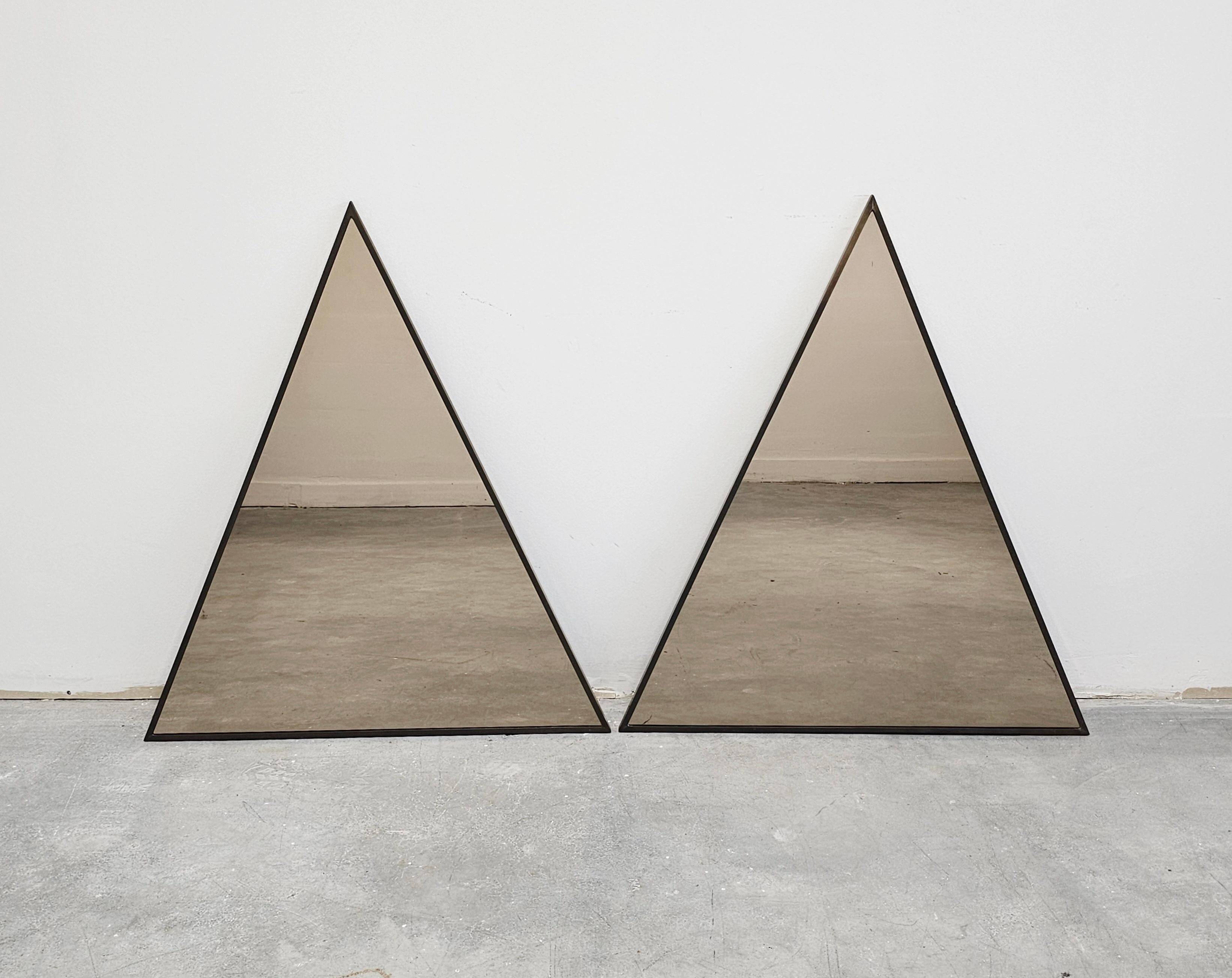 Modern mid-century triangular mirrors in bronze, 1950s