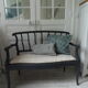 Old bench slate gray waxed finish, seat composed of a cake