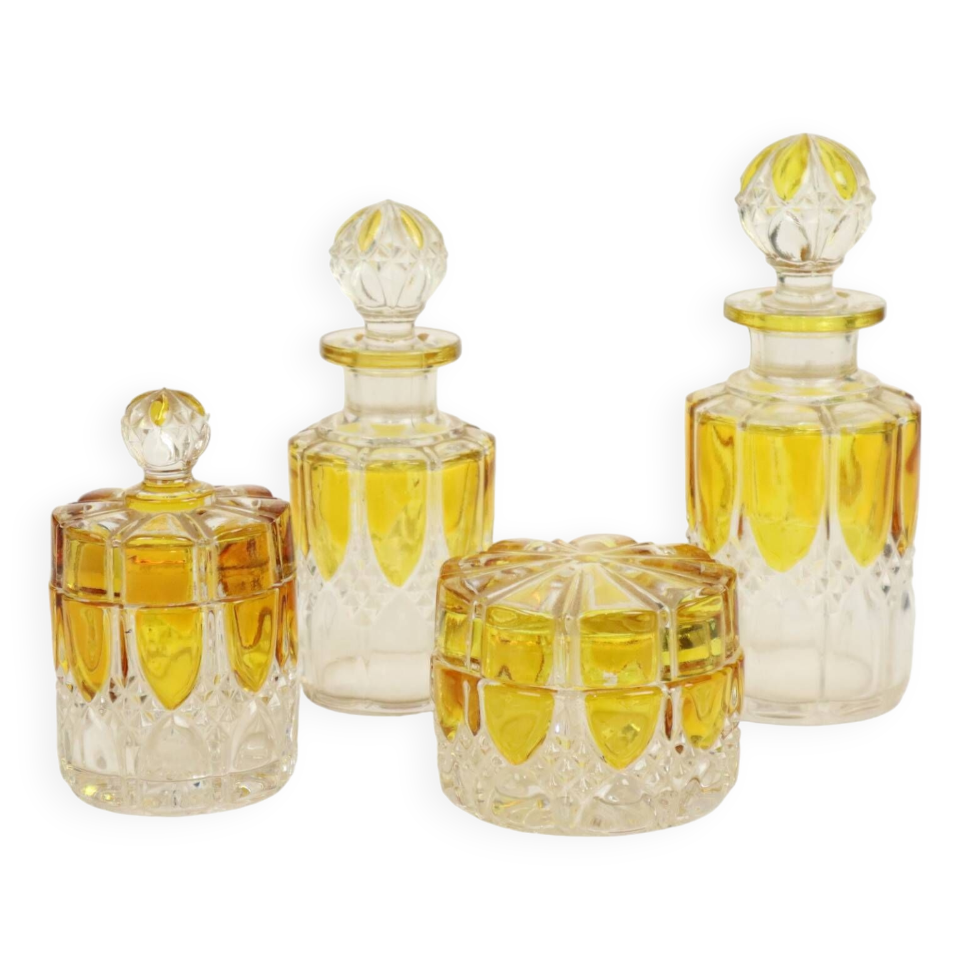 Art Deco Toilet Set Val Saint Lambert Crystal Perfume Bottle Dressing Table