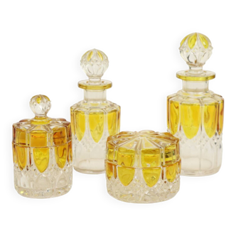 Art Deco Toilet Set Val Saint Lambert Crystal Perfume Bottle Dressing Table