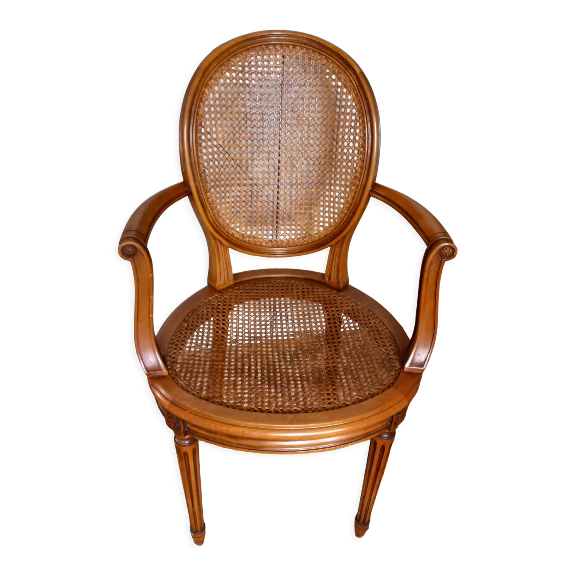 Canned medallion armchair in Louis XVI style