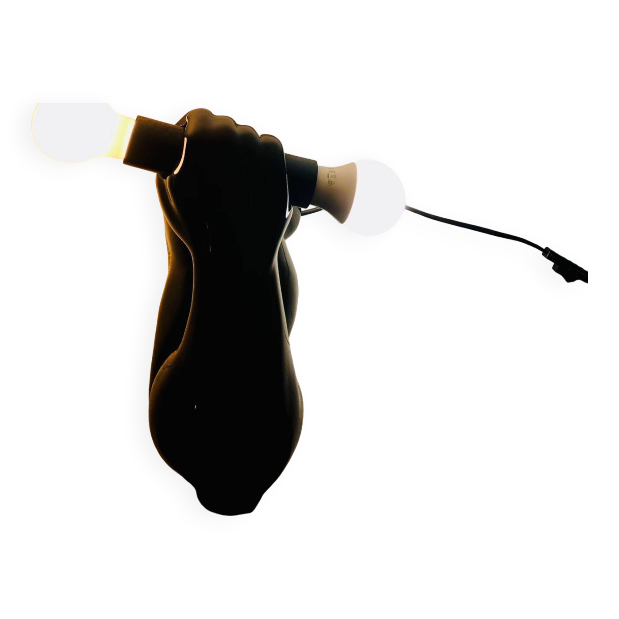 Vintage ceramic dumbbell lamp by JC Peiré