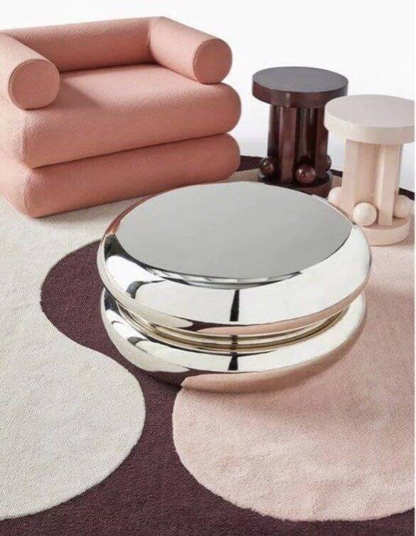 Table basse macaron fleur Delesalle chrome