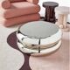 Table basse macaron fleur Delesalle chrome