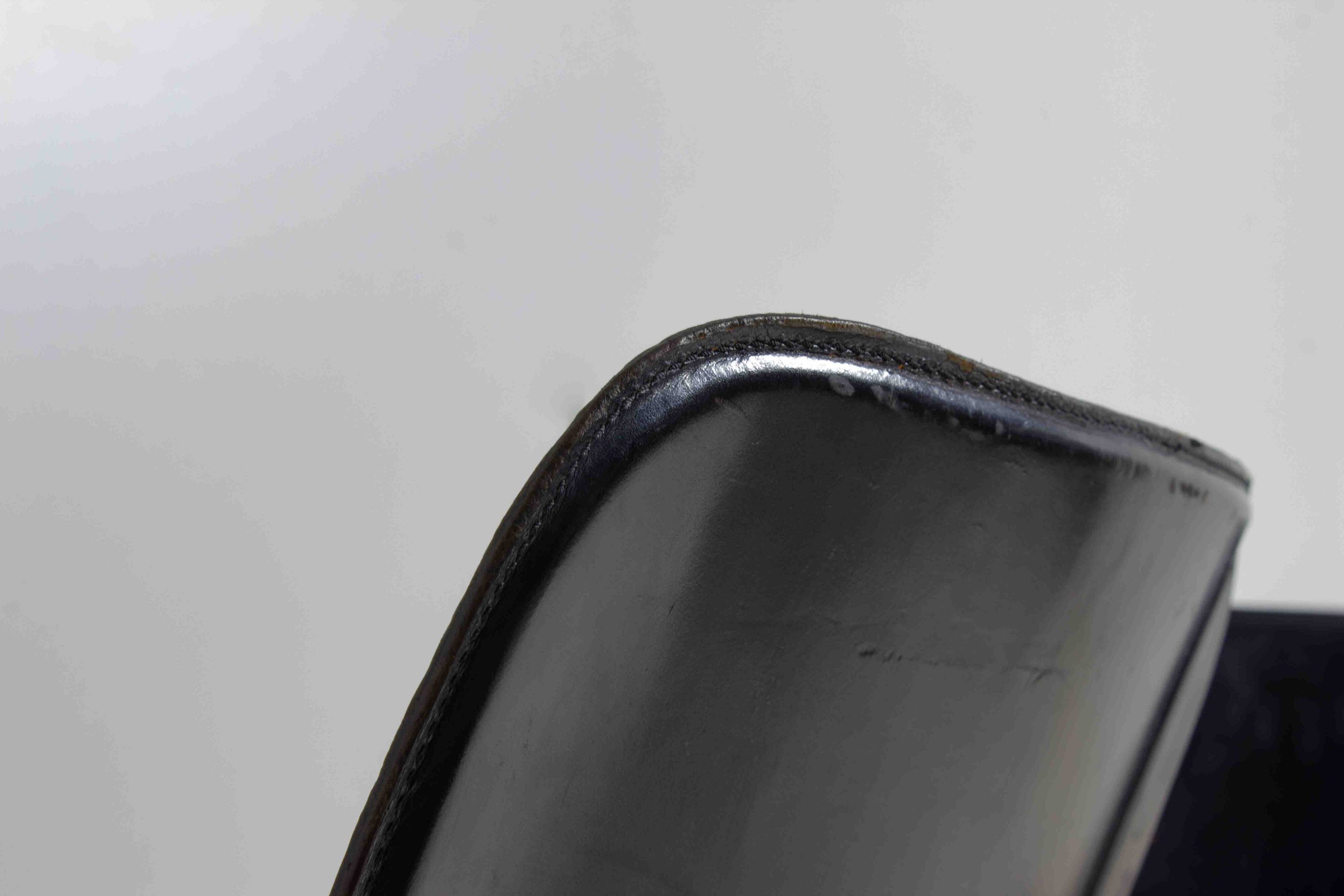 Set of 6 black leather dining chairs by Afra & Tobia Scarpa, 1970's