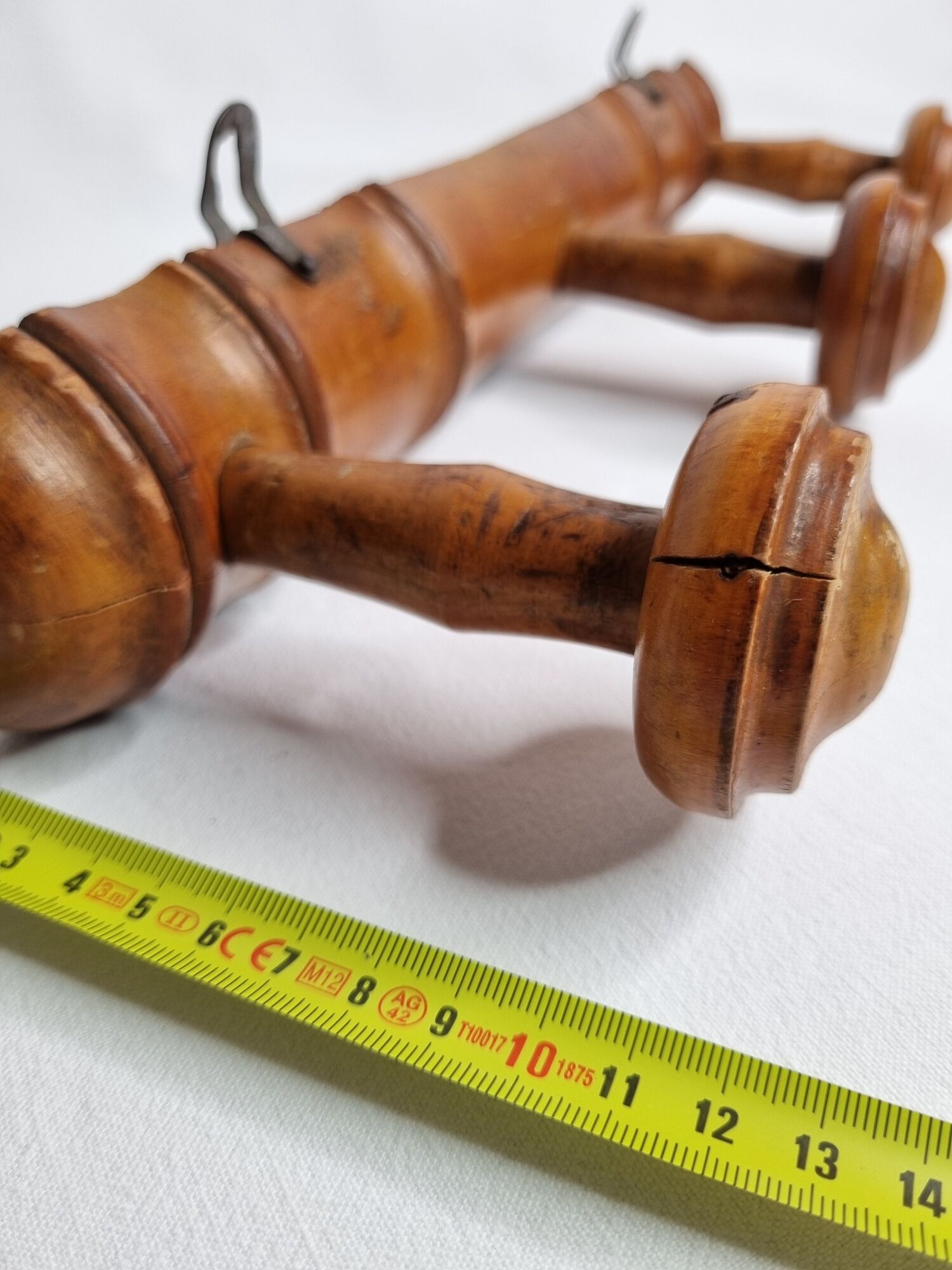Wall coat rack "Bistrot" 1900 in wood turned in imitation of bamboo 3 hooks