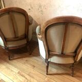 Velvet bergère chairs