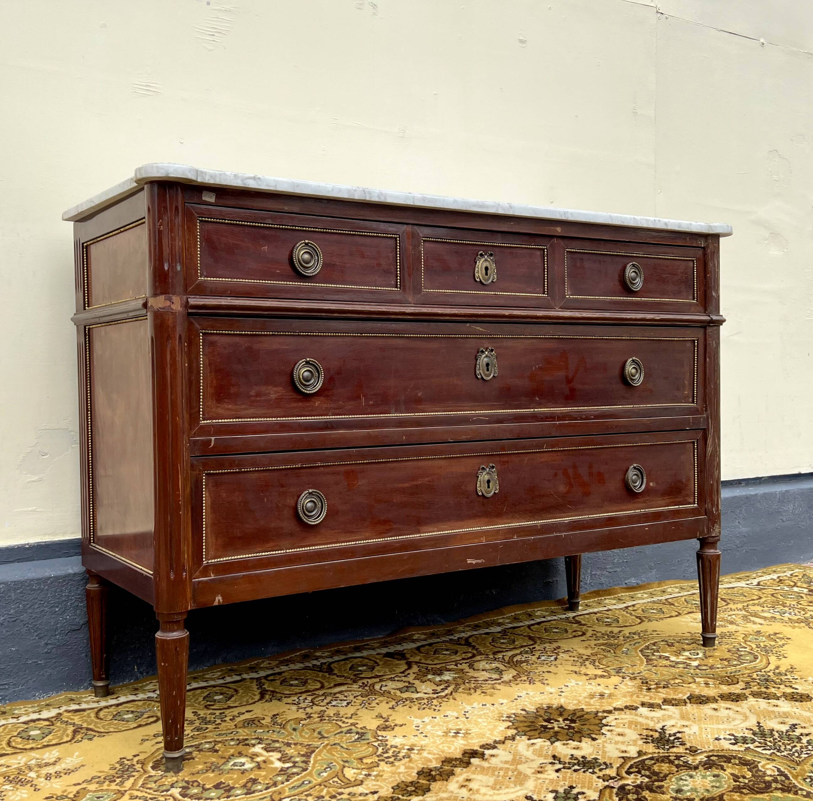 Antique Louis XVI style chest of drawers in Parisian style mahogany