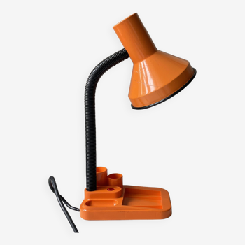 Lampe orange à flexible et compartiments 1980