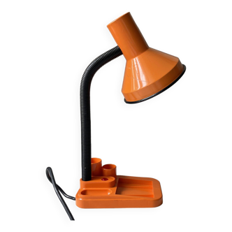 Lampe orange à flexible et compartiments 1980