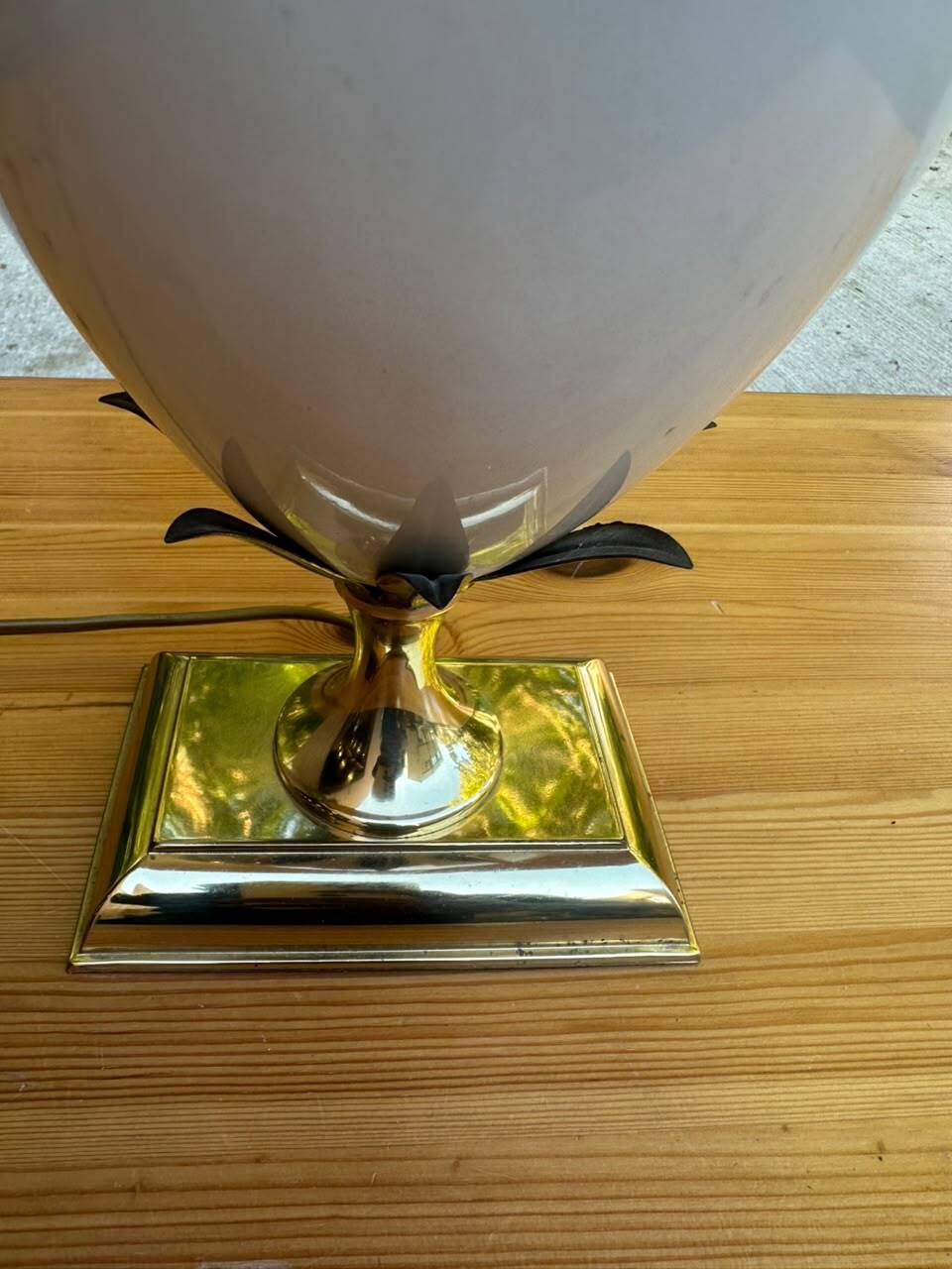 Large vintage 70s table lamp Maison Le Dauphin in brass & ceramic cr
