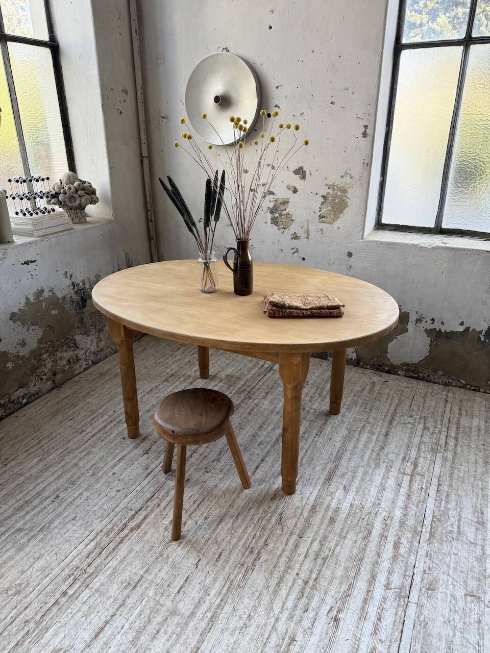 Oval farmhouse table oak 1960