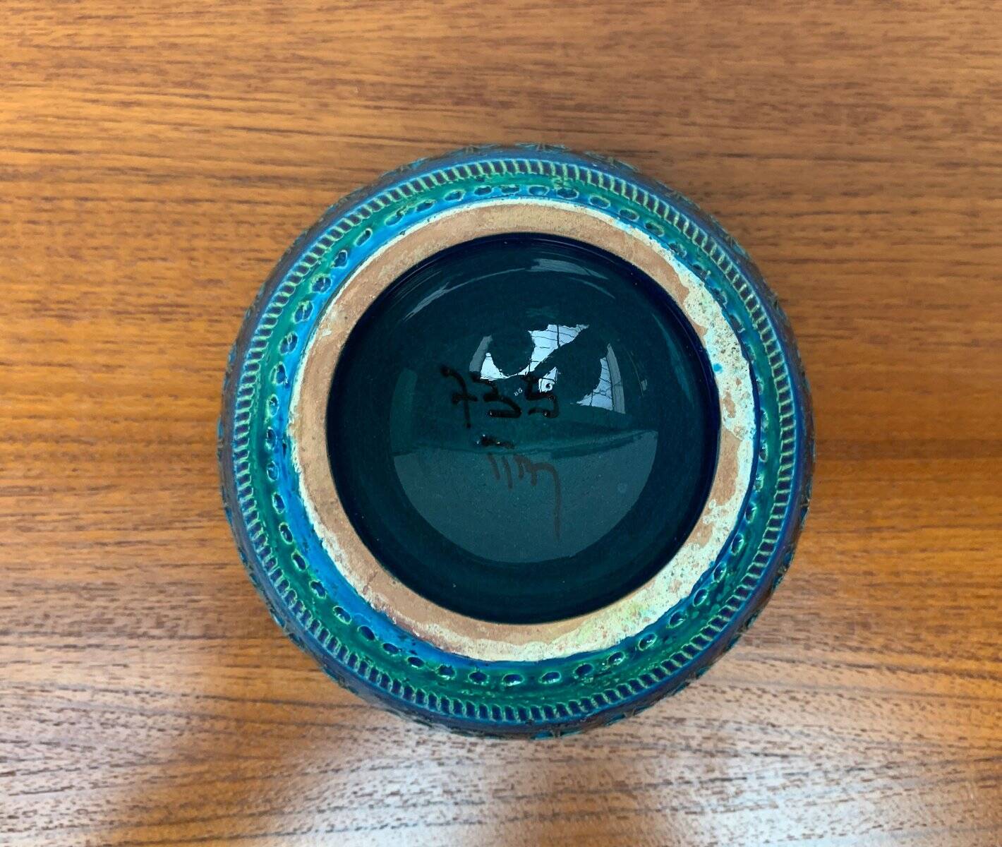 Rimini Blu pottery candlestick by Aldo Londi for Bitossi, Italy, 1960s.