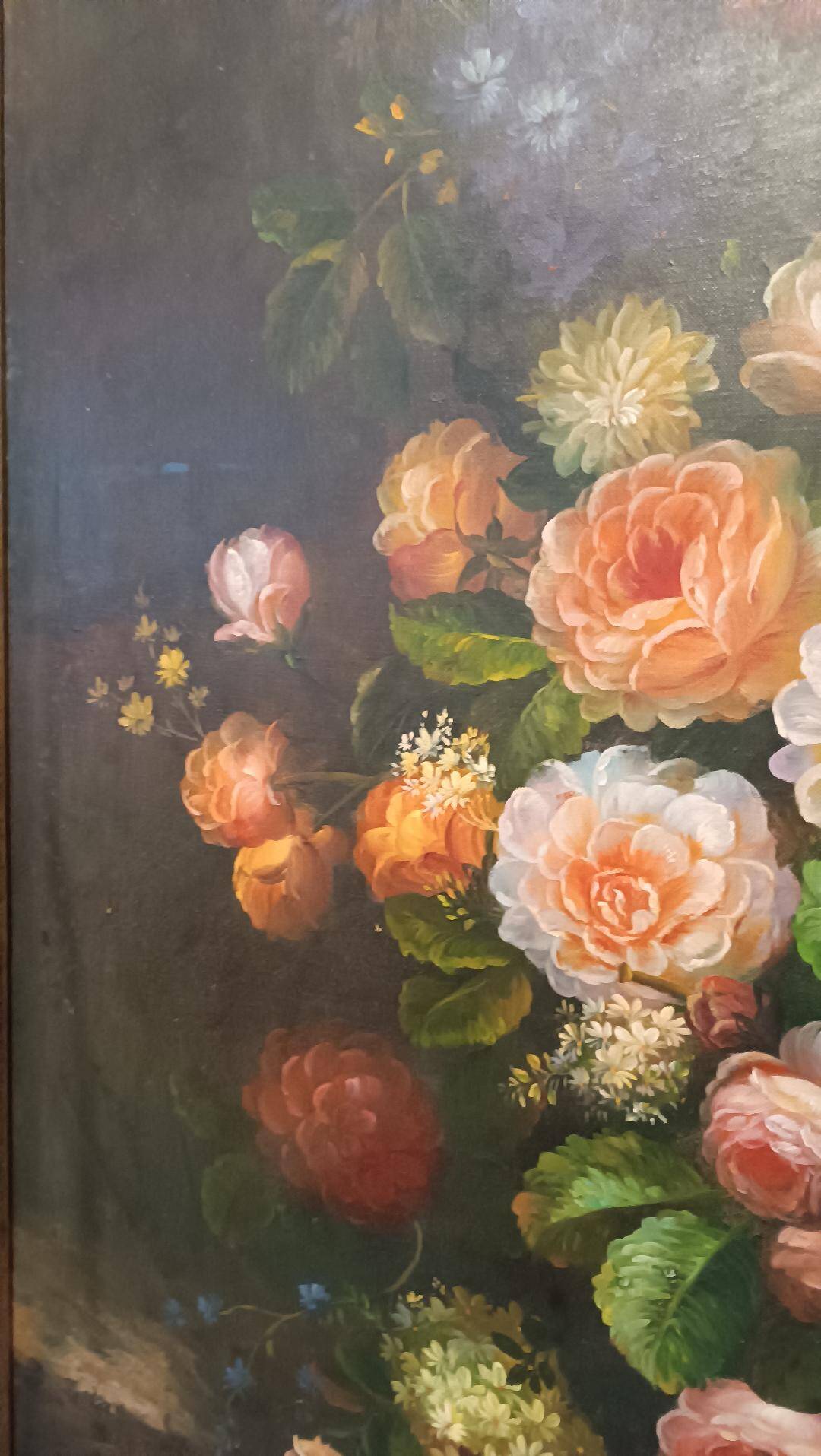 Grand tableau - huile sur toile - vase de fleurs - signé Arcangelo Monzio Compagnoni