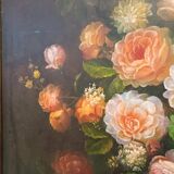 Grand tableau - huile sur toile - vase de fleurs - signé Arcangelo Monzio Compagnoni