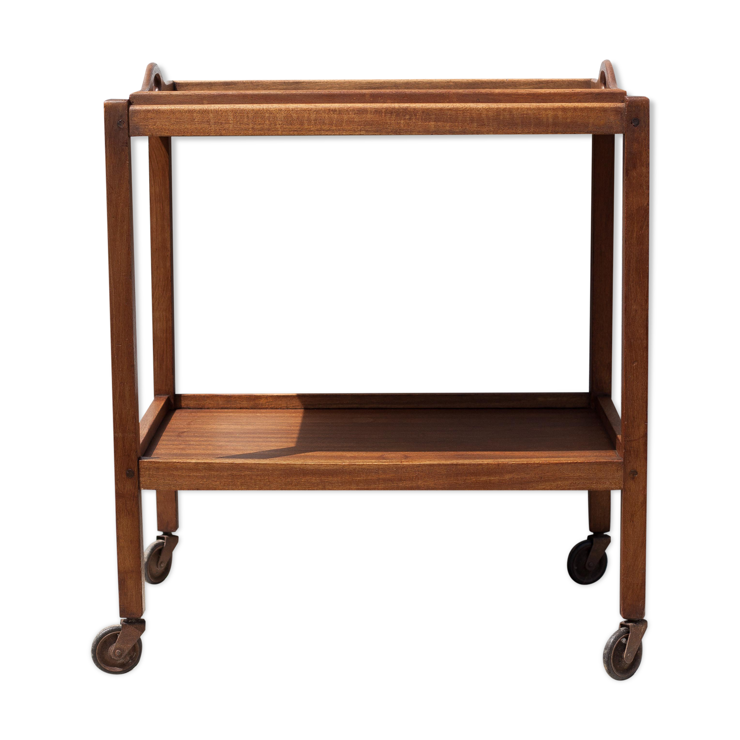 Wooden service with wheels