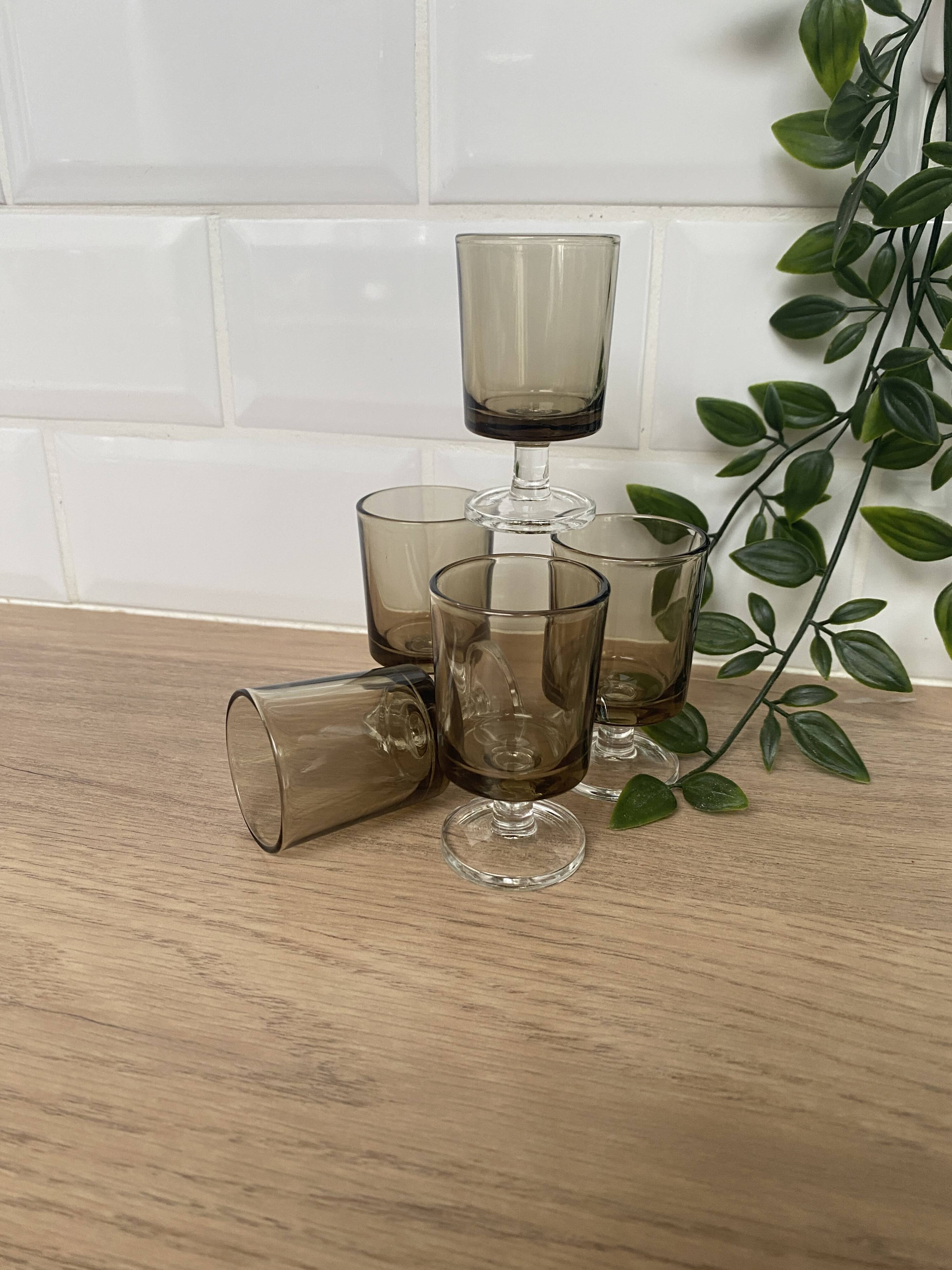 Set of 5 Luminarc Sweden smoked liqueur glasses