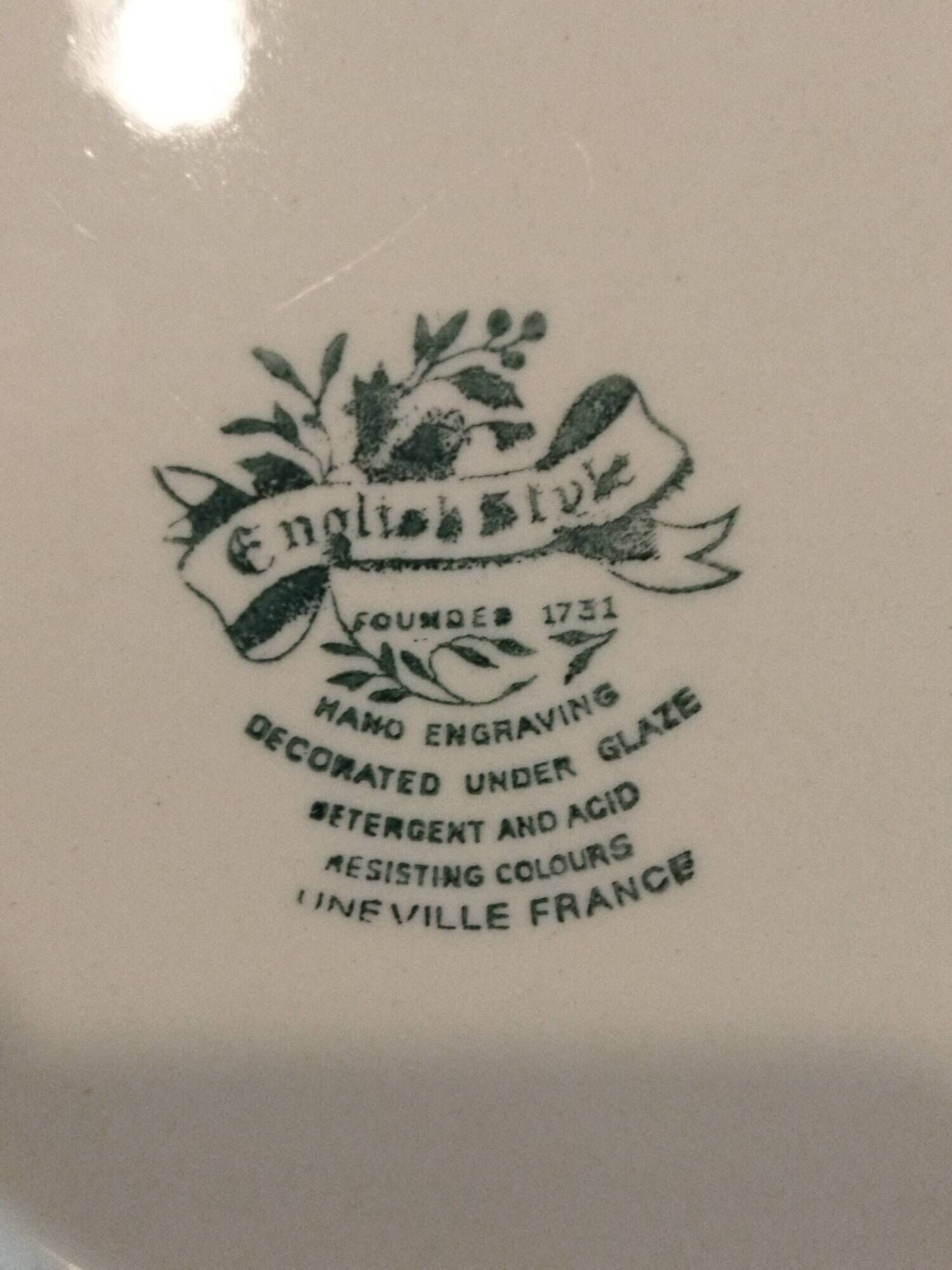 8 blue & white dinner plates (Royal Tudor Gien Lunéville Ceraminter)