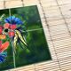 Dining table Audoux Minet bamboo rattan ceramic signed La Roue Vallauris