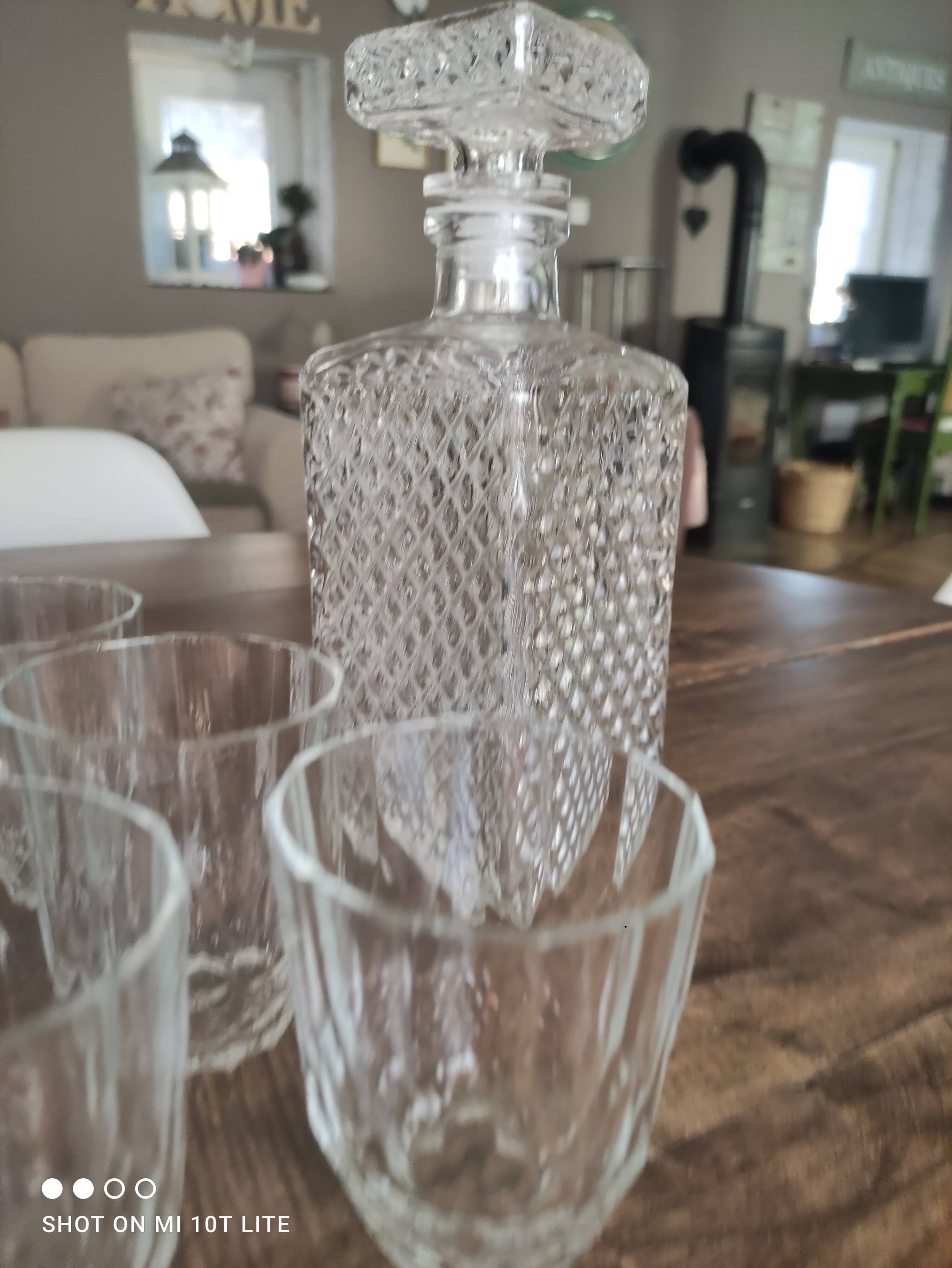Whisky service 6pers 7pces italian glass A.Masserini