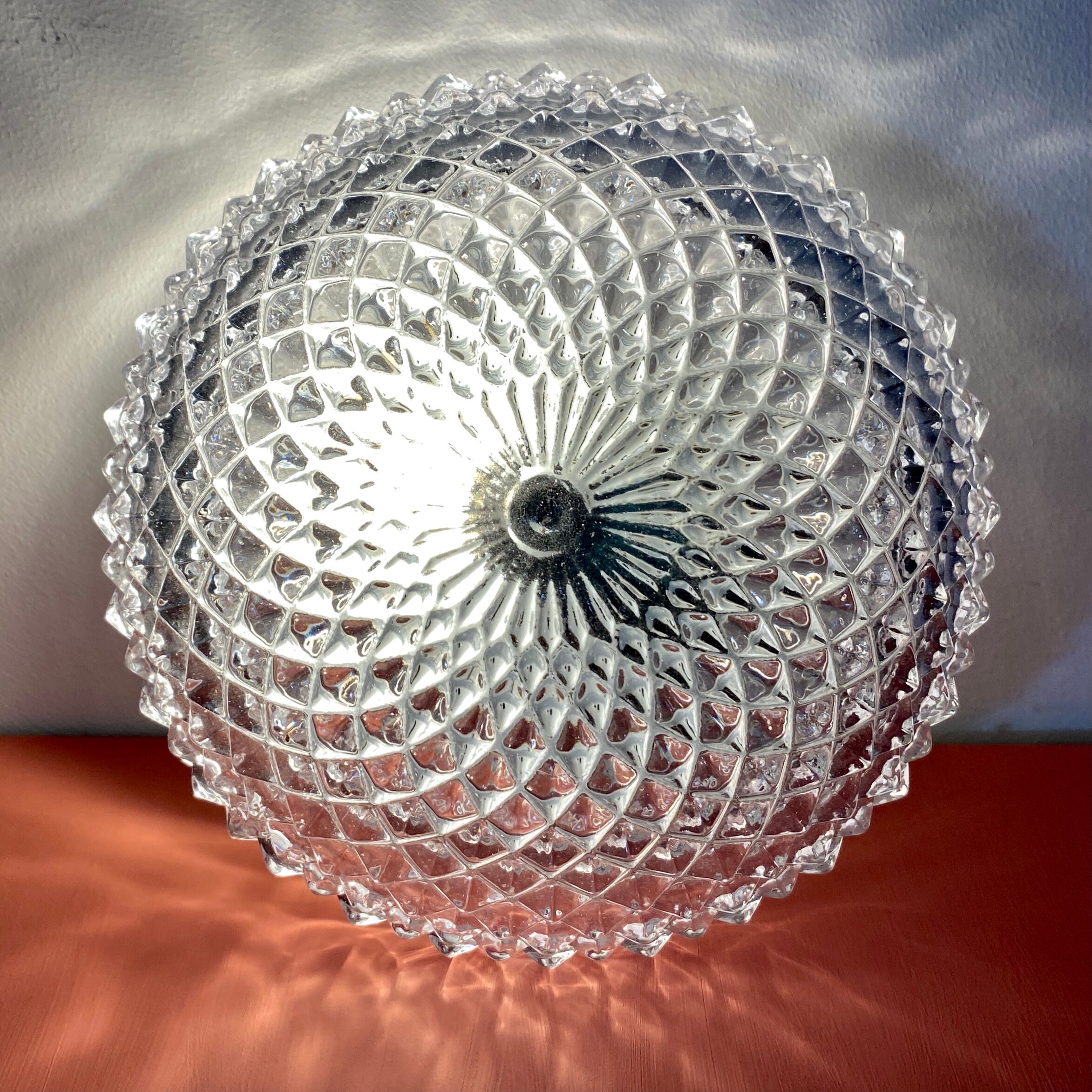 Vintage diamond-tipped glass wall lamp/ceiling lamp