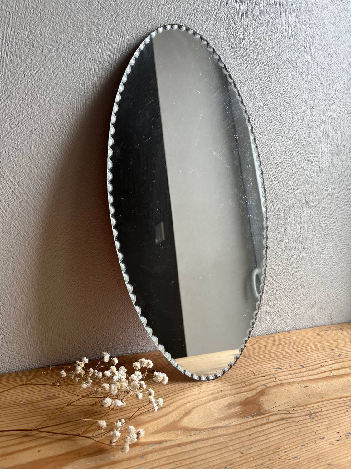 Vintage oval beveled mirror