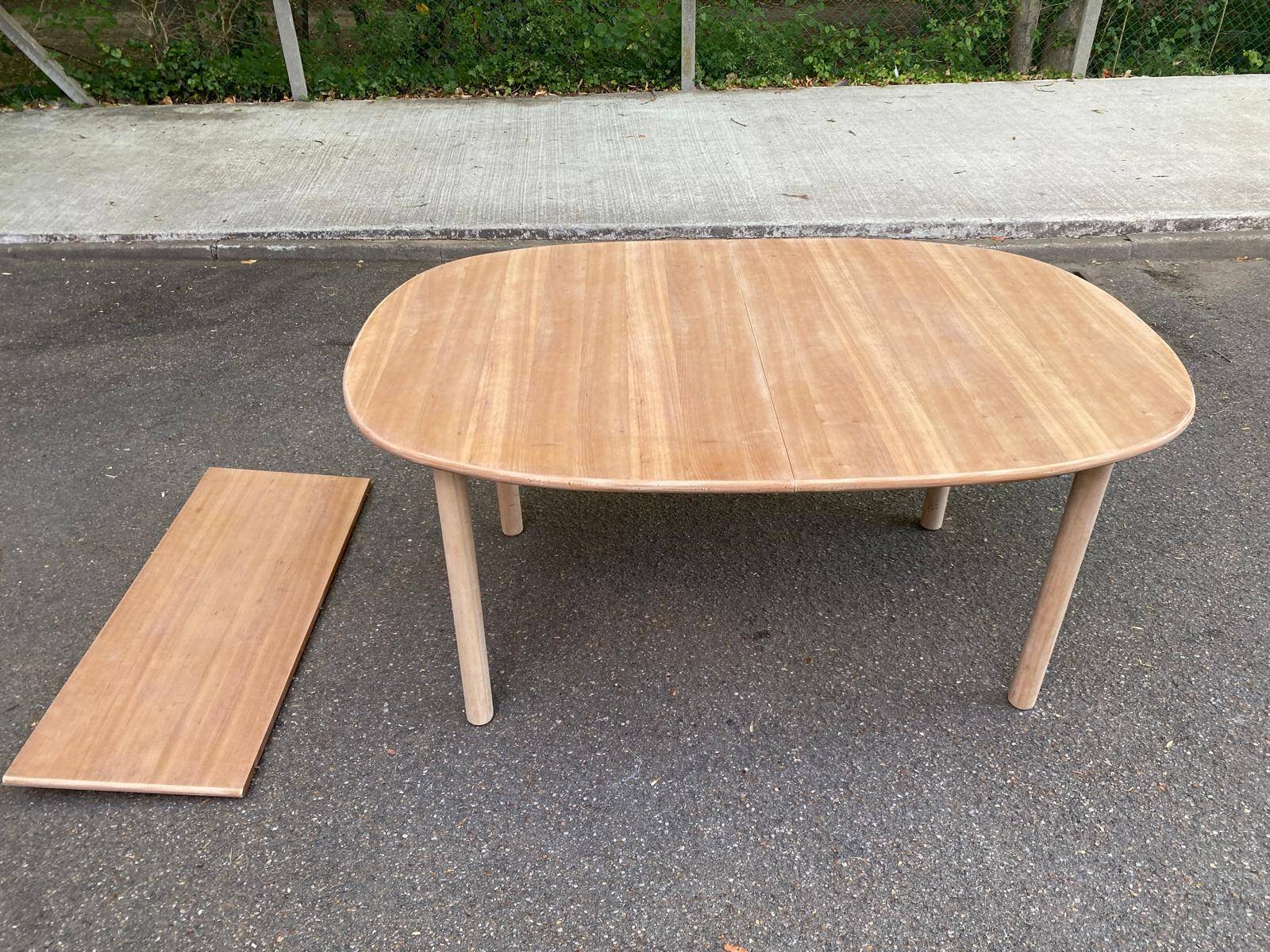 Renovated Scandinavian dining table in raw teak - Made in Denmark